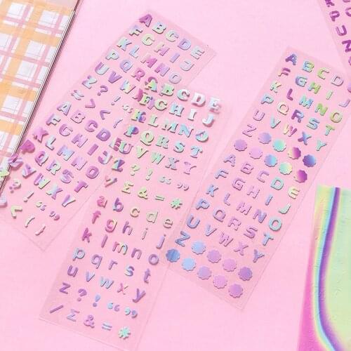 2Pcs/Set Cute Grid Digital Letter Number PVC Laser Stickers Kawaii DIY Decals for Album Notebook Decoration Scrapbooking Sticker