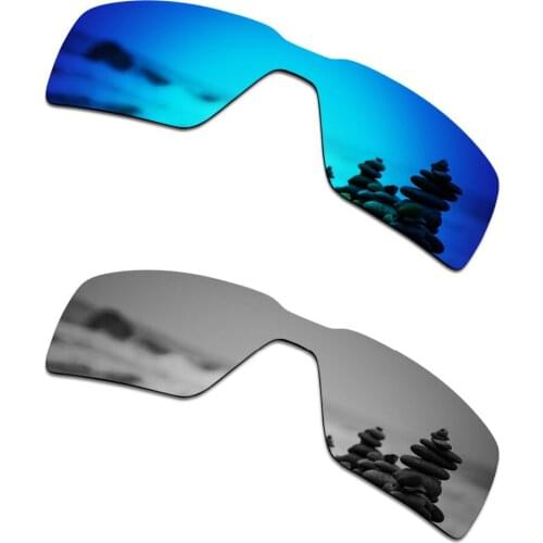 SmartVLT 2 Pieces Polarized Sunglasses Replacement Lenses for Oakley Probation Ice Blue and Silver Titanium