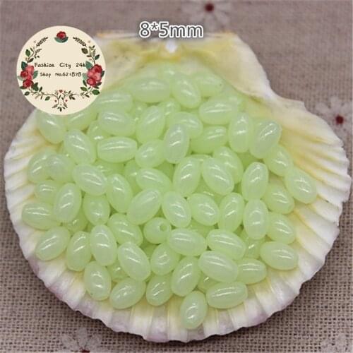 300pcs 8*5mm Oval Plastic Luminous Beads Glow in Dark DIY Rosary Jewelry Accessories