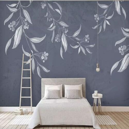 3D Photo Wallpaper Navy Blue Ya Nordic Style Leaf Texture Wall Cloth For Living Room Bedroom Wall Waterproof 3D Large Mural Roll