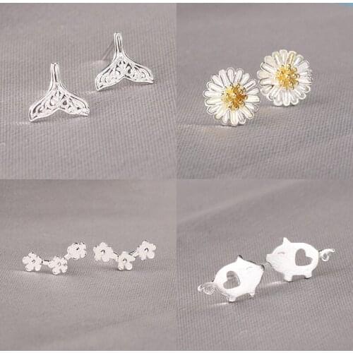 925 Sterling Silver Pin Small and charming earrings with added temperament earrings New Year gift
