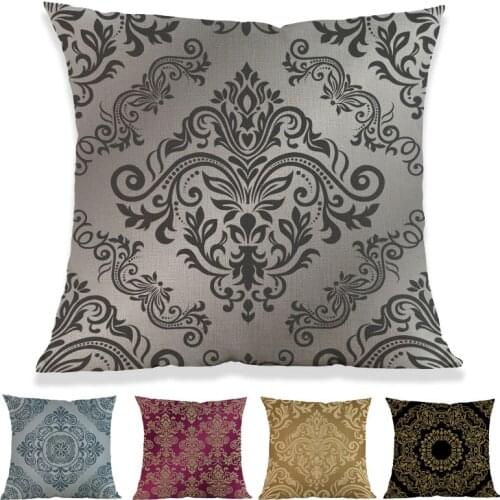 European Baroque Decor Style Geometric Vector Pattern Print Throw Pillow Case Home Sofa Chair Decoration Cushion Cover 45x45cm