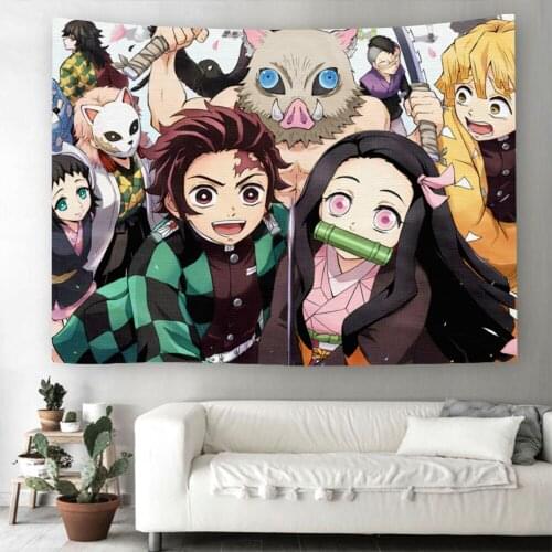 Demon Slayer Anime Tapestry Wall Hanging Polyester Bedroom Decor Bedspread Beach Mat Blanket Yoga Mat Tapestries