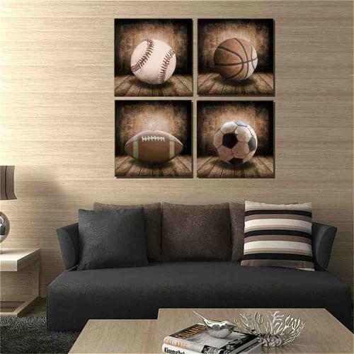 Kids Room Sports Canvas Posters Basketball American Football Baseball Soccer Baby Nursery Wall Decor Boys Gift Themed Drop ship