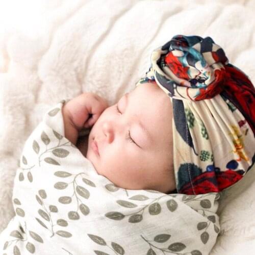 Baby Girls Boys Donut Indian Hats Knotted Childrens Beanie Cap Toddler Floral Print Turban Newborn Hood Winter Infant Headwear
