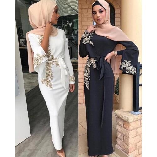 Dubai Muslim Women Embroidery Abaya Party Cocktail Bodycon Dress Maxi Long Robe Gown Appliques Elegant Islamic Clothing Split