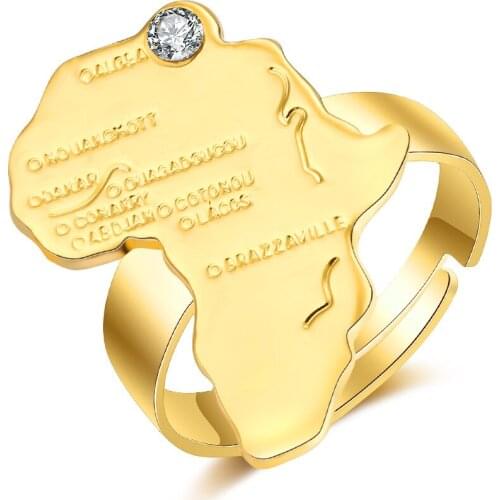 Hiyong African Map Ring Women Girls Africa Outline Map Rings African Ethnic Cultural Products Birthday Gifts Wedding Parties