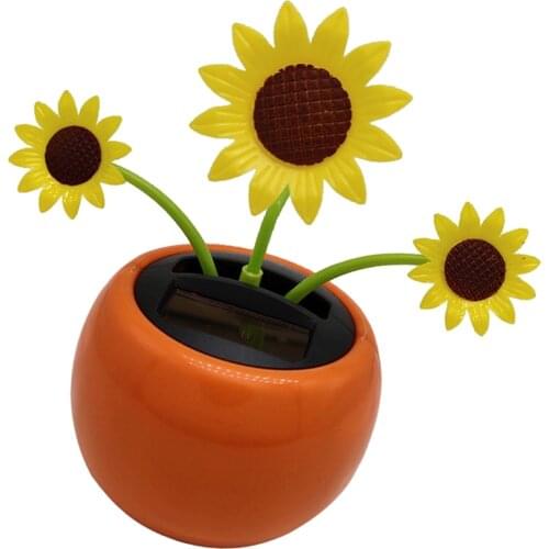 Solar Powered Jiggle Flower Sunflower Solar Flower Dancing Flower Pot Toy Car