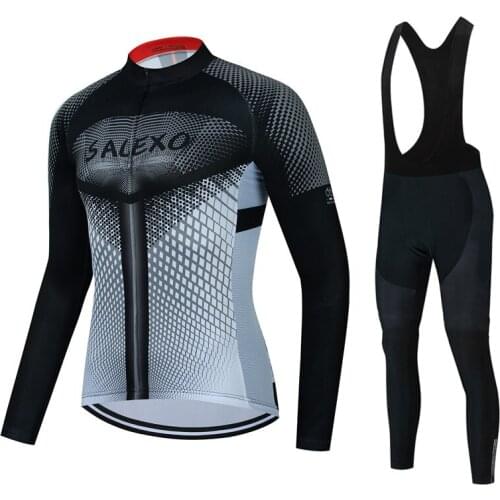 SALEXO 2021 Autumn Long Sleeve Cycling Jersey Set Mountain Bike Clothes MTB Maillot Ciclismo Hombre Bib Pants Cycling Clothing