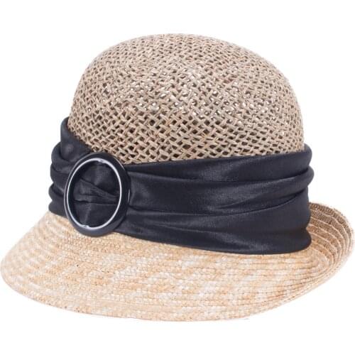 Lawliet Womens Vintage Style Upturn Brim Straw Cloche Bucket Church Wedding Kentucky Derby Sun Oaks Day Hat T415