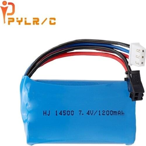 7.4V 1200mAh 14500 Li-ion battery SM/JST Plug for Electric Toys water bullet gun toys accessory 7.4V battery for Vehicles RC toy