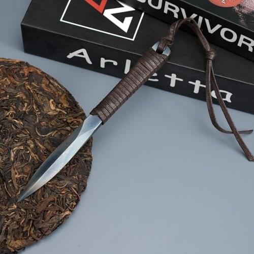 Longquan Handmade Forged Steel Tea Knife Needle Cone Cutters Pu'er Prying Opening Tool Chinese Kung--fu Teaware
