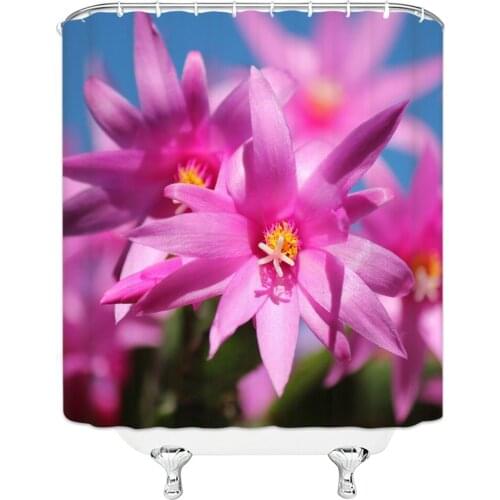 Fresh Flower Scenery Gerbera Picture Hanging Shower Curtain Waterproof Mildew Polyester Fabric Home Bathroom Decorati