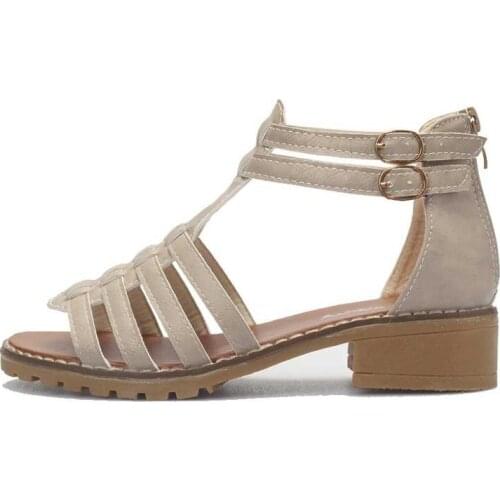 Cheap shoes spring and summer new Roman sandals womens buckle low heel non-slip womens Roman shoes wild