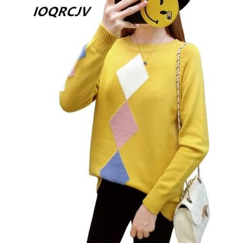 IOQRCJV New Women Winter Sweater Women 2018 Long Sleeve Yellow Knitted Women Sweaters Pullovers Female Jumper Tricot Tops S181