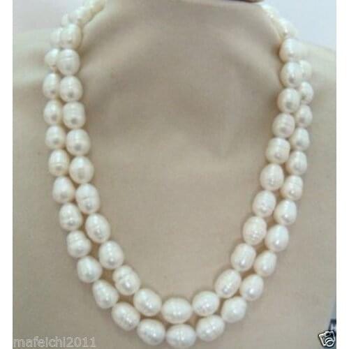 New 10-13mm tahitian WHITE baroque pearl necklace 36"