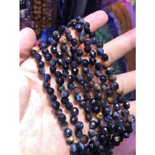 Wholesale 2string of 15.5" 100% Natural Blue Tiger Eye 6mm Faceted Round Tear Drop Gem Stone Loose Beads for jewelry