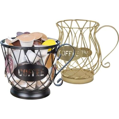 Coffee Capsule Organizer Storage Basket Gold Practical Coffee Drawers Capsules Holder For Nespresso Coffee Capsule Shelves