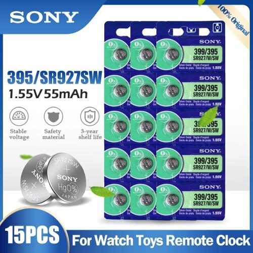 15PCS Original Sony 395 399 AG7 SR927SW SR927W SR927 LR927 LR927W 1.55V Silver Oxide Battery For Watch Toys Remote Button Cell