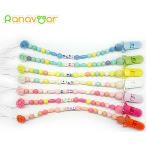 Personalised- Any Name Pacifier Clips Gift Dummy Handmade Pacifier Chain Holder Baby Nipple Feeding Kid Garment Clip NZL02