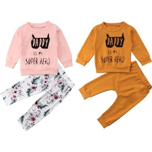 Newborn Baby Girls Boys Casual Sets 2PCS Long Sleeve Letter Print Pullover Sweatshirt Tops+Print Pants 0-3Y Autumn Winter Sets