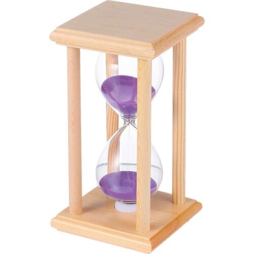 Transparent Glass Hourglass Timer Minutes Wooden Frame Time Sand Clock