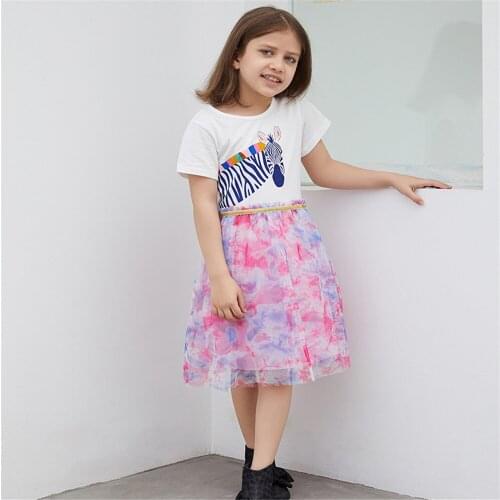 Jumping Meters New Summer Girls Party Dresses Cotton Tutu Baby Clothes Animals Print Cute Childrens Clothes