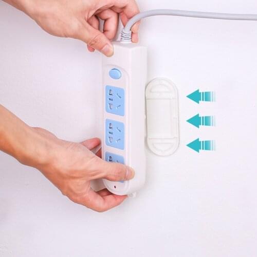 Self-Adhesive Socket Fixer Wall Mounted Sticker Plug-in Board Home Cable Wire Organizer Power Strip Holder