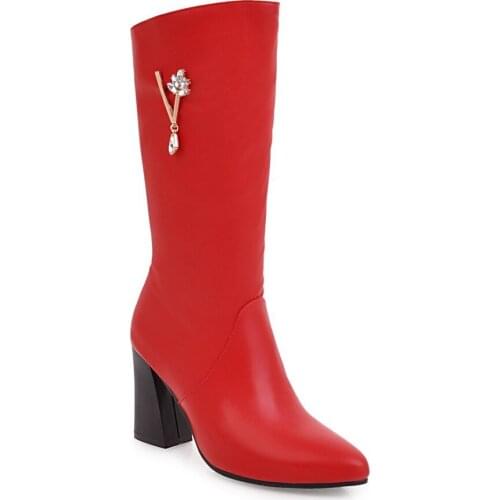 Somber-toned fashion thick with high with point size size 32-5000 take a ladys boots