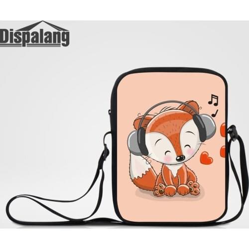 Dispalang Kawaii Cartoon Fox Printed Women Mini Messenger Bags Female Travel Shoulder Cross body Bag Animal Flap School Satchels