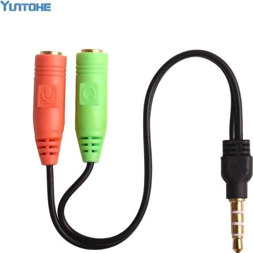 Universal Male to 2 Female 3.5mm AUX Extension Headphone Mic Audio Splitter Cable Y Splitter Adapter for HTC One for iPod MP3