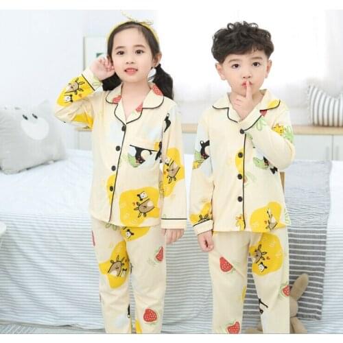 Spring Girls Pajamas Suit Cartoon Cardigan Children Clothing Set Cotton Baby Pijamas Kids Pyjamas Sets Autum Child Cothing