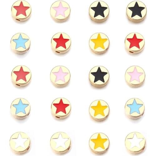 Xinyao 20Pcs Colorful Enamel Star Beads for DIY Jewelry Necklace Bracelet Making