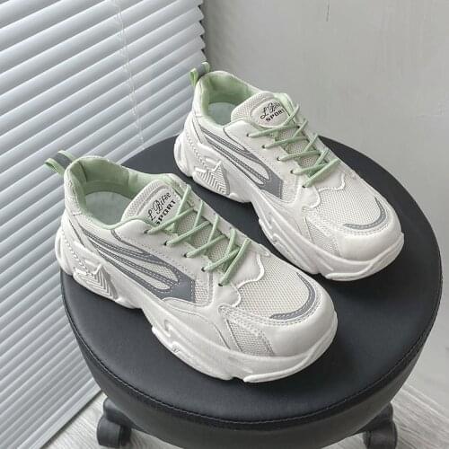 2021 hot sale new ladies casual shoes fashion spring summer leather sneakers ladies lace-up white thick bottom dad shoes