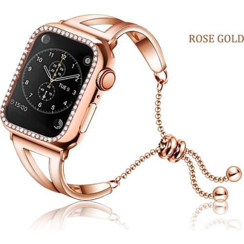 Women Band for Apple Watch SE 6 38mm 42mm 40mm 44mm Stainless Steel Strap Fashion Metal Bracelet iWatch Series 5 4 3 2 1