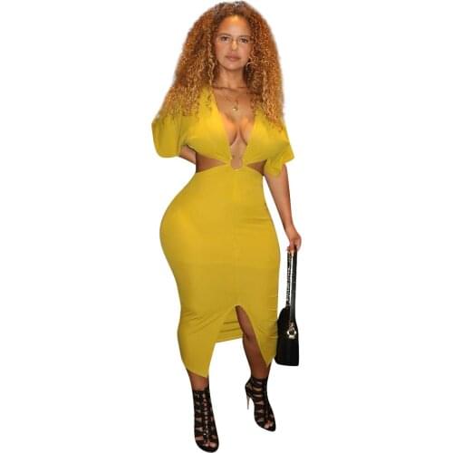 Womens Sexy Dress Sleeveless V-Neck Split Long Beach Dress Show Waist Party in Nightclub Dress