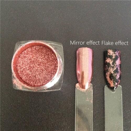 1 BOX 2 Way Pink Platinum Foil Flakes Pigment Mirror & Flake Effect Chrome Nail Powder Glitter Sequins Gel Nail Polish DIY