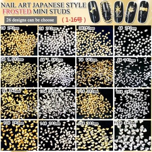 100pcs/lot heart square round shape japanese style nail art frosted rivet metal studs