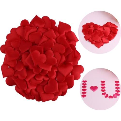 100Pcs/lot Fabric Love Heart Sponge Rose Petals DIY Wedding Party Decorations Valentines Day Birthday Supplies Handmade Craft