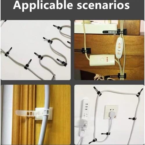 100pcs Adjustable Cable clamps Wiring Accessories Tie Mounts Environmental protection Screw holes Adhesive Beamline Ties