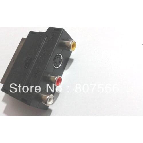 100pcs Scart to SVHS & 3 x RCA Phono TV Adaptor Converter Box New