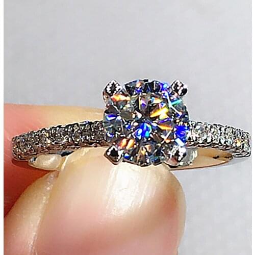 14K Au585 White Gold Women Wedding Party Engagement Ring 1 2 3 4 5 Carat Round Moissanite Diamond Ring W Trendy Classic Elegant
