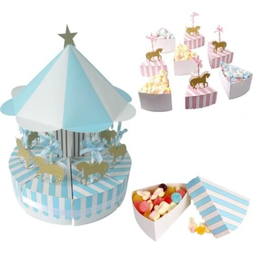 2 Set Carousel Candy Box Romantic Wedding Candy Gift Box Party and Birthday Sweets Gift Decorations Box