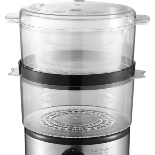 2-layer electric food steamer with rice cooker