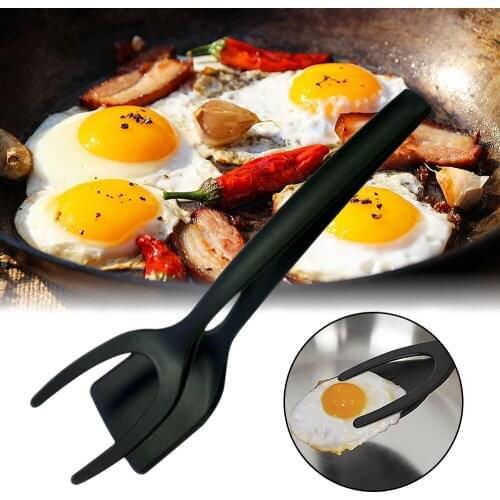 2 In 1 Grip And Flip Tongs Egg Spatula Tongs Clamp Pancake Fried Egg French Toast Omelet Overturned Kitchen Accessories