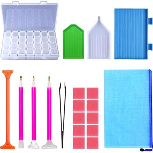 20Pcs 5D Diamond Painting Tools Kits Diamond Embroidery Accessories Sets Roller pen Clay Tray Sticker Storage Box Set
