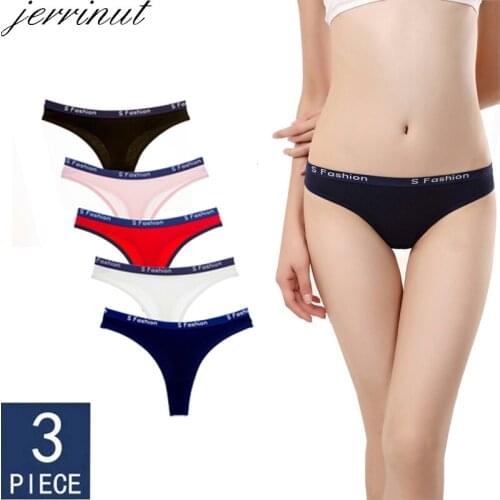JERRINUT 3pcs Sexy Panties Thong String Underwear Women Seamless Panties Sports Underwear Letter Cotton Thong Femme Briefs