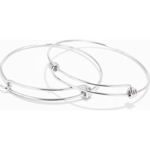 5pcs Stainless Steel 58*63mm Adjustable Wire Charm Bangle Bracelet For DIY Jewelry Bracelets Making Findings