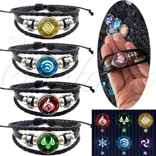 Anime Genshin Impact cosplay bracelet Gods Eye Accessories Handsome trendy bracelet gifts Wind Fire Water Rock Ice Thunder Prop