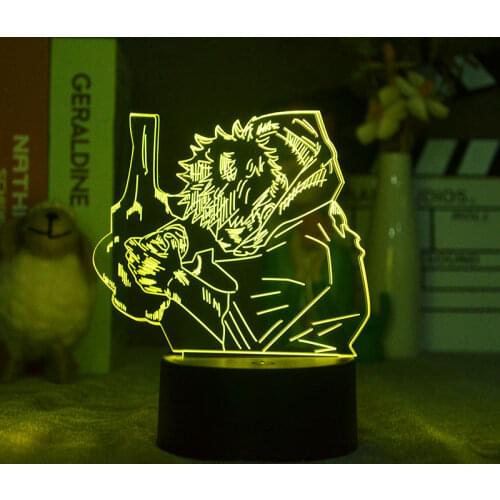 Anime Lamp Jujutsu Kaisen Yuji Divergent Fist 3D Led Night Light for Bedroom Decor Birthday Gift Manga Art Color Changing Lamp